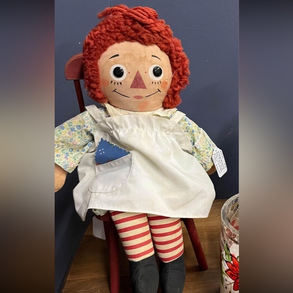 COPY - 1950’s Raggedy Ann Original Tag And Clothes With Heart In Her Chest.